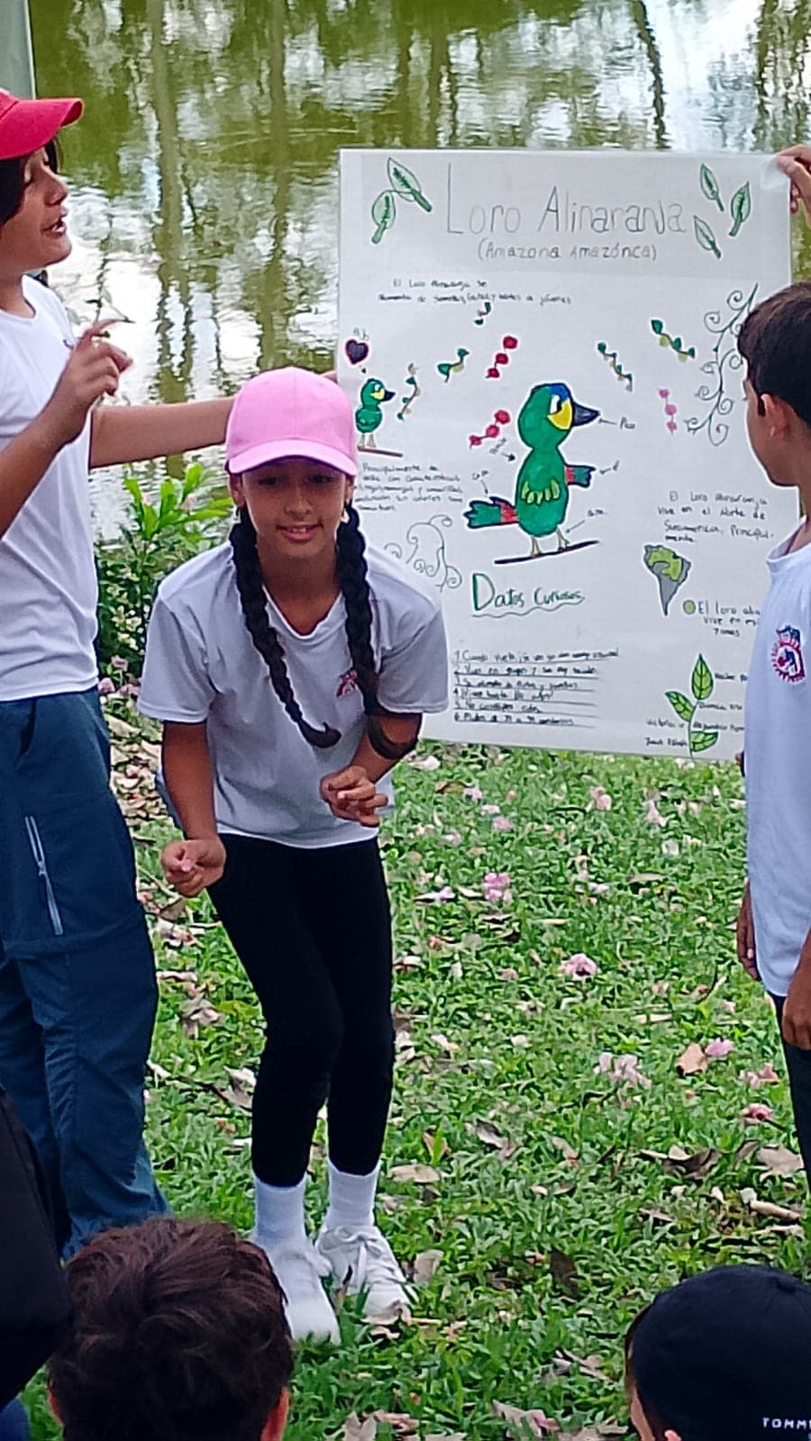 Los carteles del Colegio Cojowa junto al estanque · 14